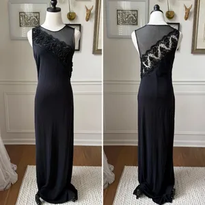 Rimini by Shaw Stretchy Black Sleeveless Column Dress Formal Gown Black 8 thumbnail 2