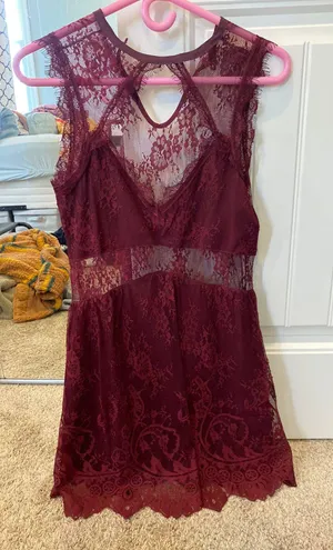 Maroon Lace Dress thumbnail 1