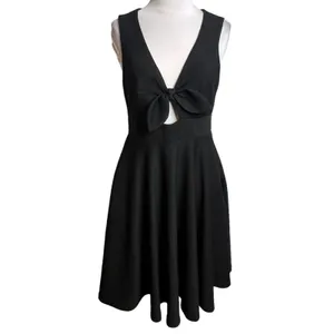 Anthropologie Hutch bow cut out black mini dress Sz‎ S thumbnail 4