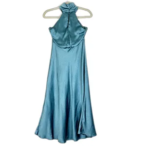 Showpo Ebony Midi Dress Size 2 NWT High Neck Gathered Bodice Steel Blue thumbnail 2