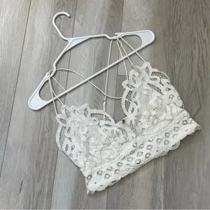 Free People Bralette adella lace pullover womens White (medium) boho festival thumbnail 2