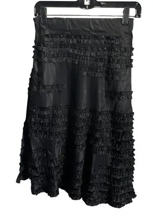 Anthropologie Black Ruffle Midi Skirt‎ Size 4 With Tags New thumbnail 1
