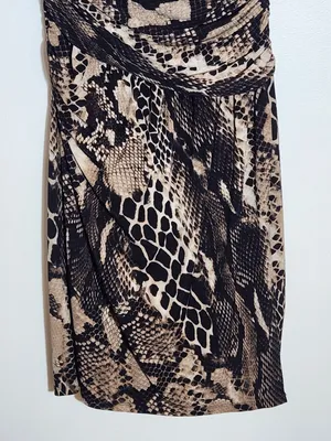 Lauren Ralph Lauren Black and Tan Snakeskin Print Faux Wrap Dress Size 8 thumbnail 3