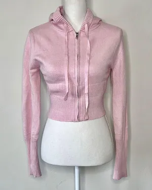 Baby pink zip up sweater Size M thumbnail 2