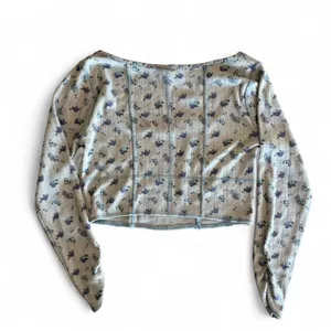 For Love & Lemons Floral Corset Knit Long Sleeve Crop Top Size M thumbnail 3