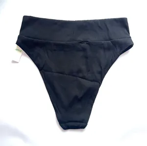 NEW Aerie Black High Cut Cheeky Ribbed Bikini Bottom thumbnail 8