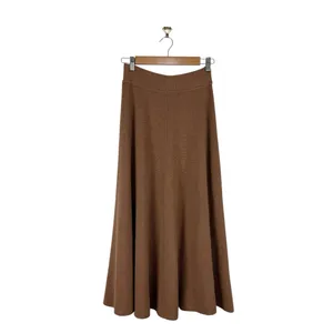 ZARA Wool Blend Knit A-Line Midi Skirt Camel Brown Sz S NWT thumbnail 2