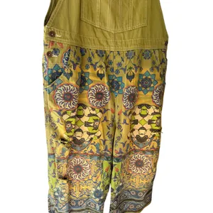 Vintage Distressed Boho Floral Overalls | Olive Green Cotton | One Size thumbnail 4