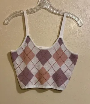 Altar’d State Argyle Knit cropped tank sz XS thumbnail 1