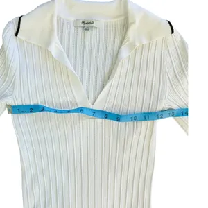 Madewell signature Knit Johnny Collar Sweater Contrast Trim NX533‎ XS thumbnail 6