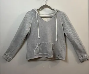 O’Neil Womens Medium NWOT Navy White Striped Pullover Hoodie 100% Cotton thumbnail 1