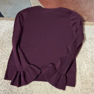Nanette‎ Extra Fine Merino Wool Ruffle Cuff Sweater Plum Dark Academia Womens S thumbnail 5