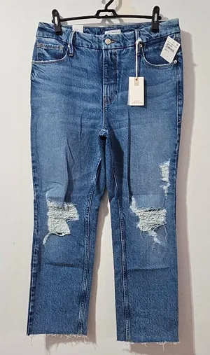 Good American Distressed Raw Hem Jeans - medium wash - Women's Size 10 thumbnail 1