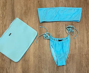 Triangl Swimwear Aqua Blue Strapless Bikini Set with Matching Pouch thumbnail 1