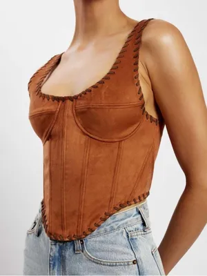 Meshki Audrey Faux Suede Leather Corset Size Small thumbnail 1