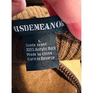Vintage Y2K Misdemeanor‎ Patchwork Suede Hooded Duster Cardigan Sweater Jacket L thumbnail 6