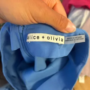 Alice + Olivia Sky Blue Paradise High Rise Cropped Wide Leg Pants thumbnail 6