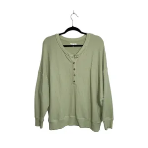 Maurices Henley Drop Shoulder Sweatshirt Light Green Relaxed Fit thumbnail 2