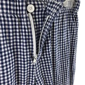 John Galt California Blue White Checkered Elastic Waist Cotton Cropped‎ Pants S thumbnail 4