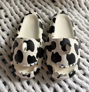 Cow Print Shark Slides Multiple Size 8 thumbnail 1