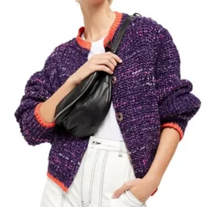 Free People Walk On by Cardigan Sweater Wool Purple thumbnail 1