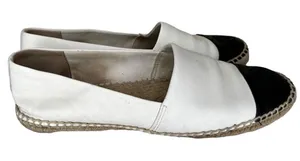 TORY BURCH‎ Colorblock Espadrilles Leather Ivory Black Women’s Size 10 thumbnail 1