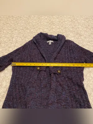 Dressbarn Women’s Knit Cardigan in Blue and Burgundy Size Large thumbnail 4