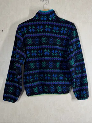 L.L. Bean Women’s Vintage 90s Southwest Aztec Navajo Fleece Pullover Snap-T M thumbnail 4