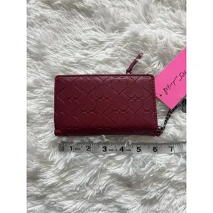Betsey Johnson Red Hearts Zip-Around Wallet w/ Chain & Heart Charm, Folding thumbnail 5