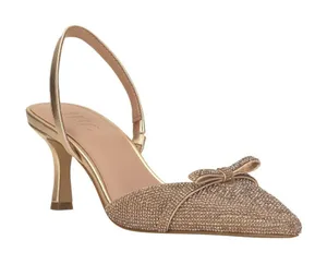 NWT INC International Concepts Slingback Kitten-Heel Pumps Gold Crystal 5M thumbnail 1
