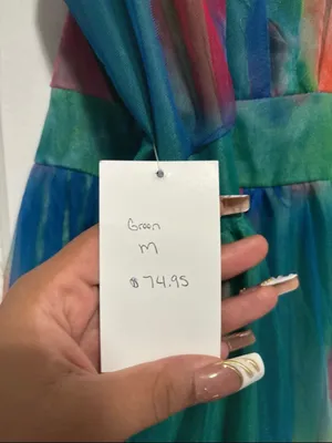 Multi-Color V-Neck Chiffon Maxi Dress thumbnail 3