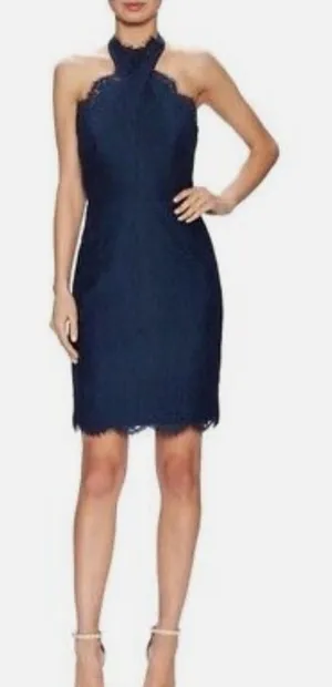 NEW Keepsake High Roads Lace Halter Dress‎ in Navy Blue Size Extra Small thumbnail 1