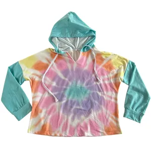 Boutique Womens Medium Pastel Tie Dye Crop Hoodie Lightweight thumbnail 1