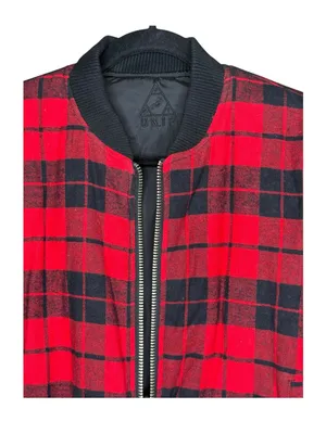 Y2K: UNIF 𖤐 Plaid Reversible Baddie Bomber Jacket 𖤐 Red Buffalo Plaid Black 𖤐 S thumbnail 6