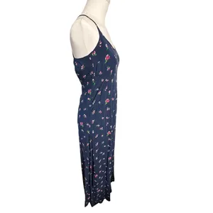 Abercrombie & Fitch Floral Maxi Dress Navy Slip Spaghetti Strap Women M‎ thumbnail 3