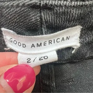 GOOD AMERICAN Good Legs Stovepipe Cigarette Denim Jeans in Black214 Size 2 thumbnail 6