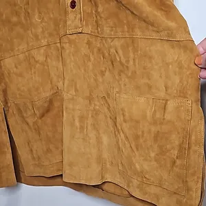 Harari leather soft suede tan pockets pull over collared warm heavy jacket sz M Size M thumbnail 3