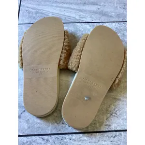 Jenni Kayne Shearling Slides Camel Tan Suede Sandals Made in Italy Size 37 thumbnail 3