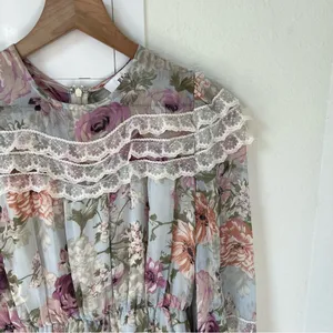 ELLIATT Karishma Romper with Lace Trim in Floral Watercolor thumbnail 5