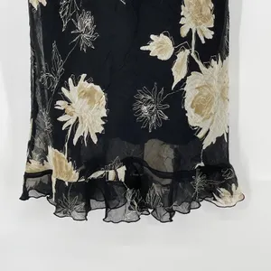 Black Floral Sleeveless‎ Ruffle Hem Maxi Dress Womens Size 6 Y2K Dark Fairy Boho thumbnail 3
