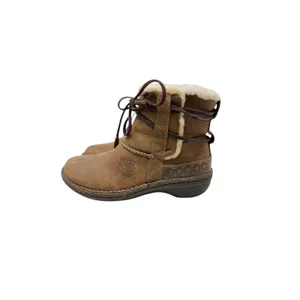 UGG Cove Leather Shearling Ankle Boots Brown Lace‎ Up Womens Size 6 thumbnail 11
