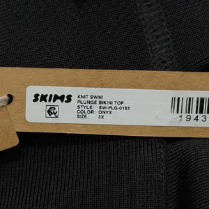 Skims Knit Swim Beachwear Plunge Bikini Top ONYX Black SW-PLG-0163 Plus Size 3XL thumbnail 3