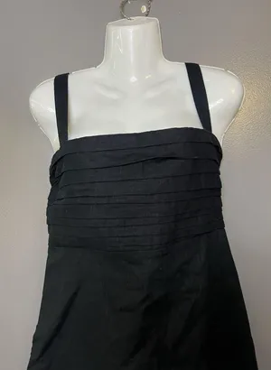 Abercrombie & Fitch Dress Womens Large Tall Black Linen Pleated Sundress thumbnail 1