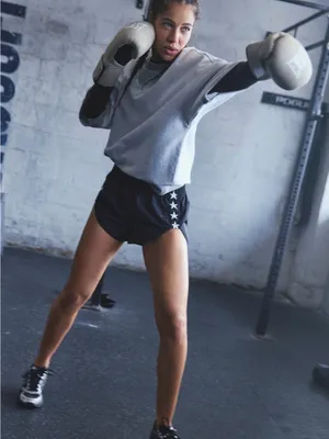 Free people movement for the win short sleeve sweatshirt NWT $78 white heather M thumbnail 4