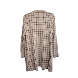 Maurices Plaid Duster Blazer Tan & Black Open Front Collared thumbnail 6