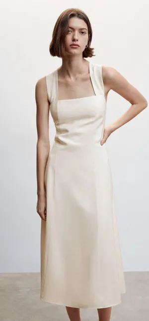 ivory midi crisscross dress thumbnail 1