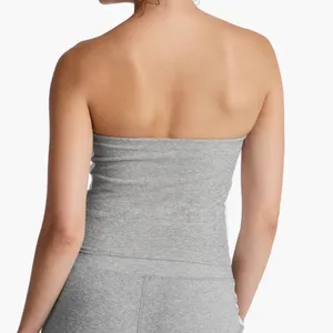 NWT Beyond Yoga Spacedye Line Up Strapless Cropped Top Silver White Stripe S thumbnail 3