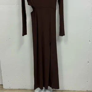 Revolve THE RANGE Mass Rib Cutout Long Sleeve‎ Midi Sweater Dress Espresso Large thumbnail 7