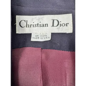 Vintage Christian Dior Navy Blue 100% Wool Longline Blazer Jacket USA 80s thumbnail 7