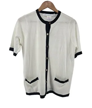 Gretchen Scott Cardigan Womens S Cherry On Top White Black Button Down NEW thumbnail 1